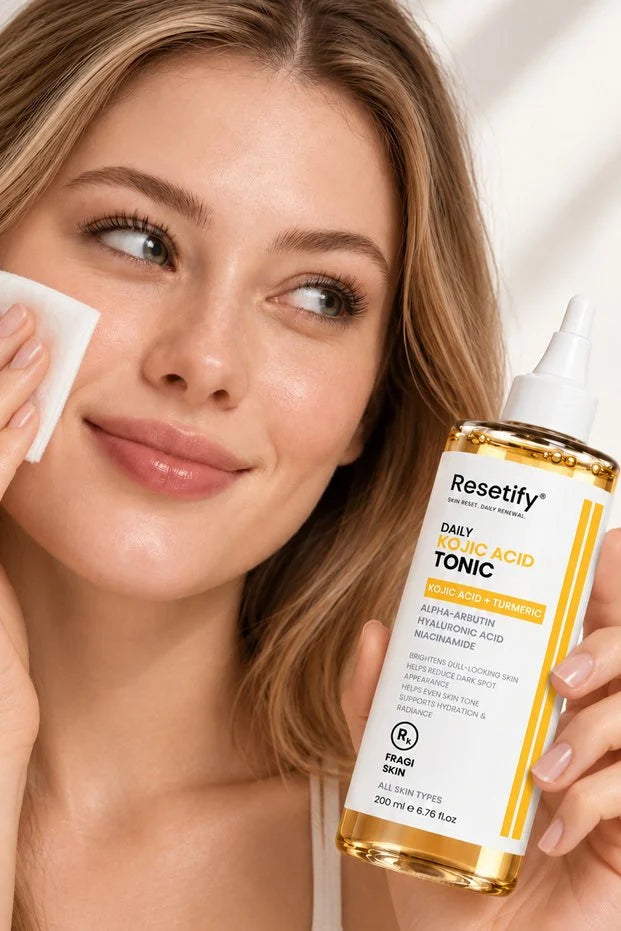 Resetify Daily Kojic Acid Tonic - Gezichtstoner - Kojic Acid & Kurkuma - Alpha Arbutin & Niacinamide - Egaliserende Huidverzorging - 200 ml