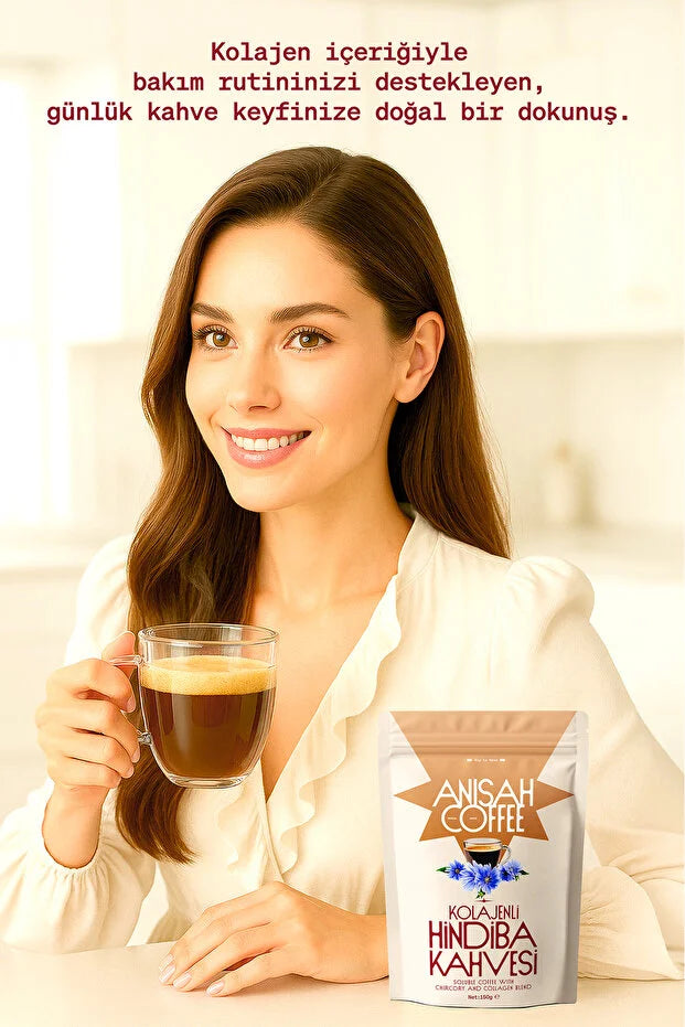 Anisah Coffee Kolajenli Hindiba Kahvesi – Oploskoffie met Cichorei & Collageen – 150 g
