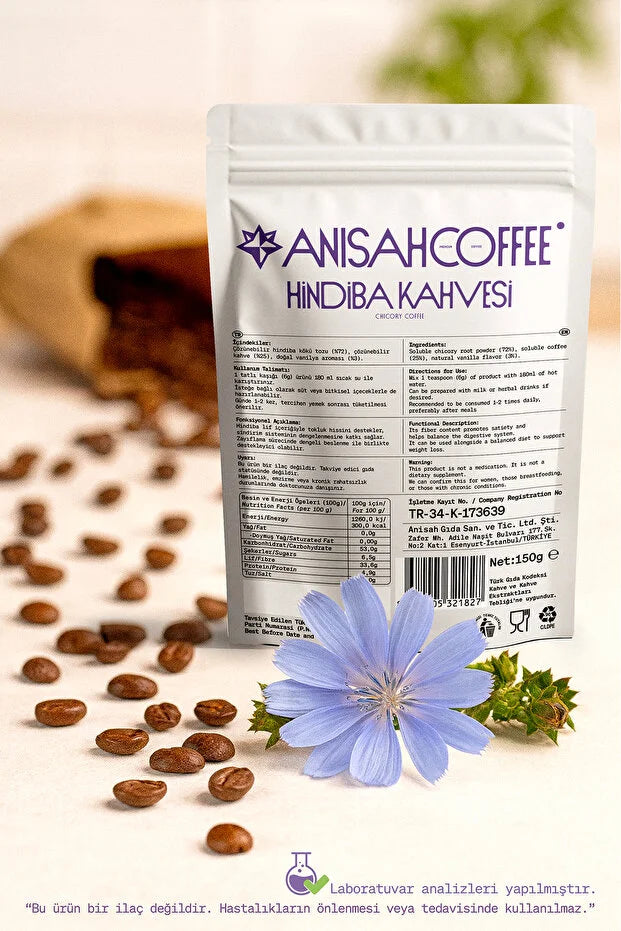 Anisah Coffee Hindiba Kahvesi – Oploskoffie met Cichorei &amp; Natuurlijke Vanille – 150 g