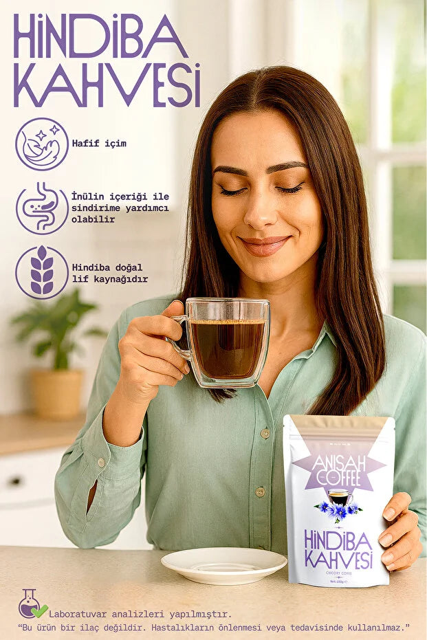Anisah Coffee Hindiba Kahvesi – Oploskoffie met Cichorei &amp; Natuurlijke Vanille – 150 g