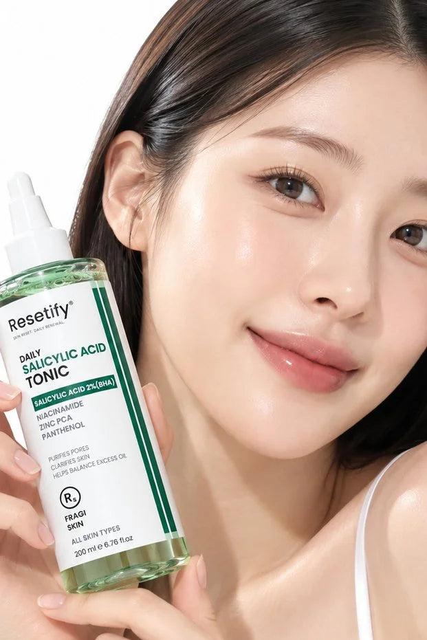 Resetify Daily Salicylic Acid Tonic - Exfoliërende Gezichtstoner - 2% Salicylzuur BHA - Tegen Mee-eters & Verstopte Poriën - Niacinamide - 200 ml