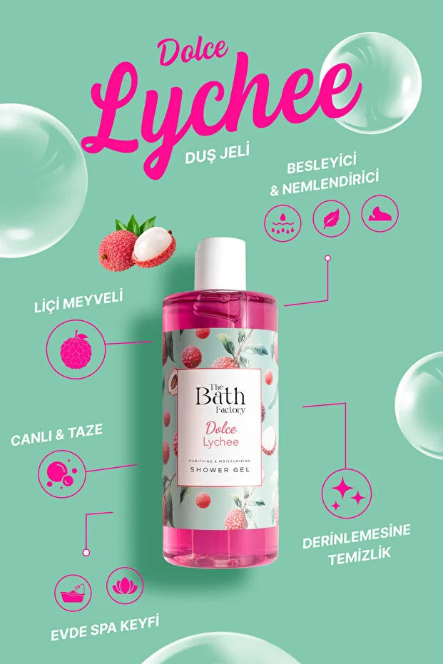 The Bath Factory Dolce Lychee Douchegel – Hydraterend & Verzorgend – Lychee Extract – 400 ml