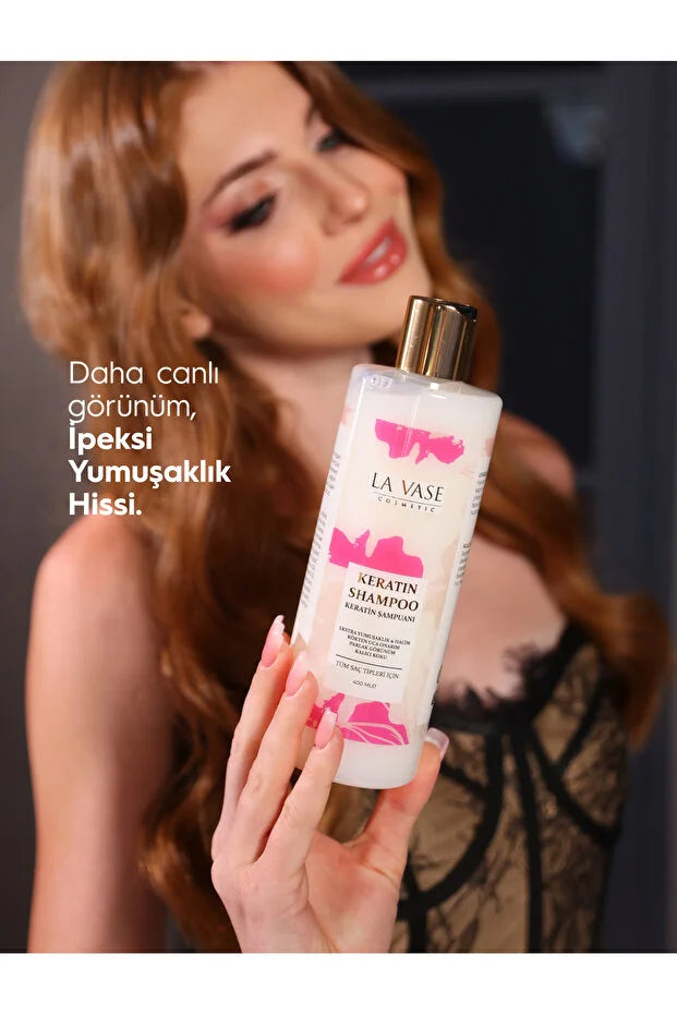 La Vase Keratin Shampoo – Verzorgende Keratine Shampoo met Biotine, Avocado- & Cacaoboter – 400 ml
