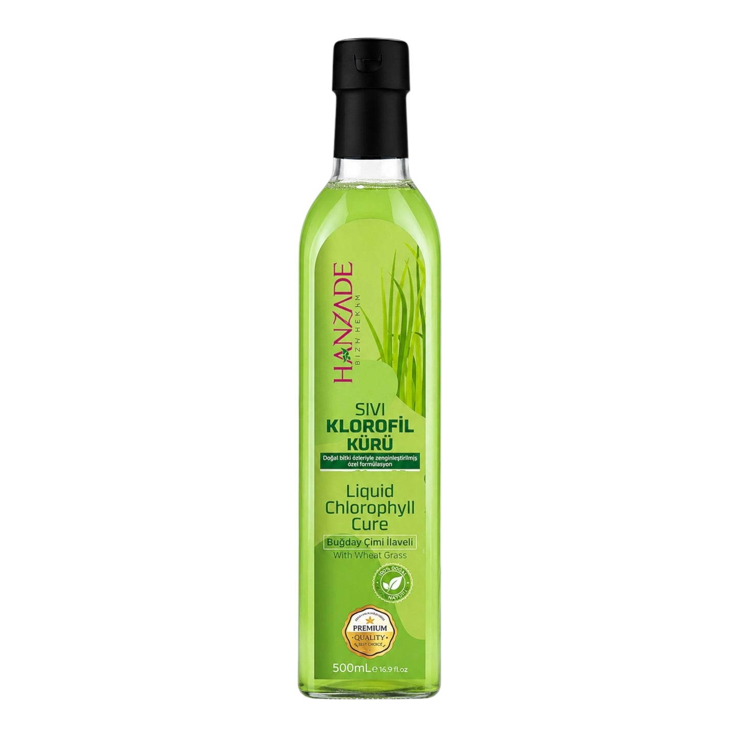 Hanzade Bitkisel Vloeibare Chlorofylkuur 500 ml – Met Tarwegras & Spirulina