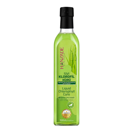 Hanzade Bitkisel Vloeibare Chlorofylkuur 500 ml – Met Tarwegras & Spirulina