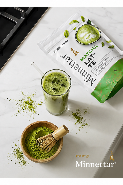 Sekeroglu Minnettar Matcha Latte – Romige Matcha Groene Thee Latte Mix – Voor Warme & Koude Dranken
