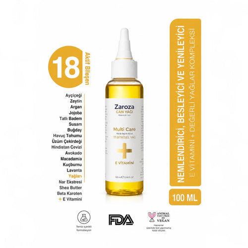 Zaroza Multi Care Olie 100 ml – 17 Natuurlijke Oliën & Vitamine E