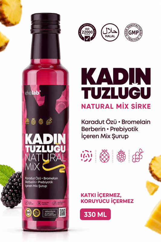 Ekelab Kadın Tuzluğu Şurup 330 ml – Kruidenformule met Hibiscus, Zwarte Moerbei & Bromelaïne voor Vrouwen