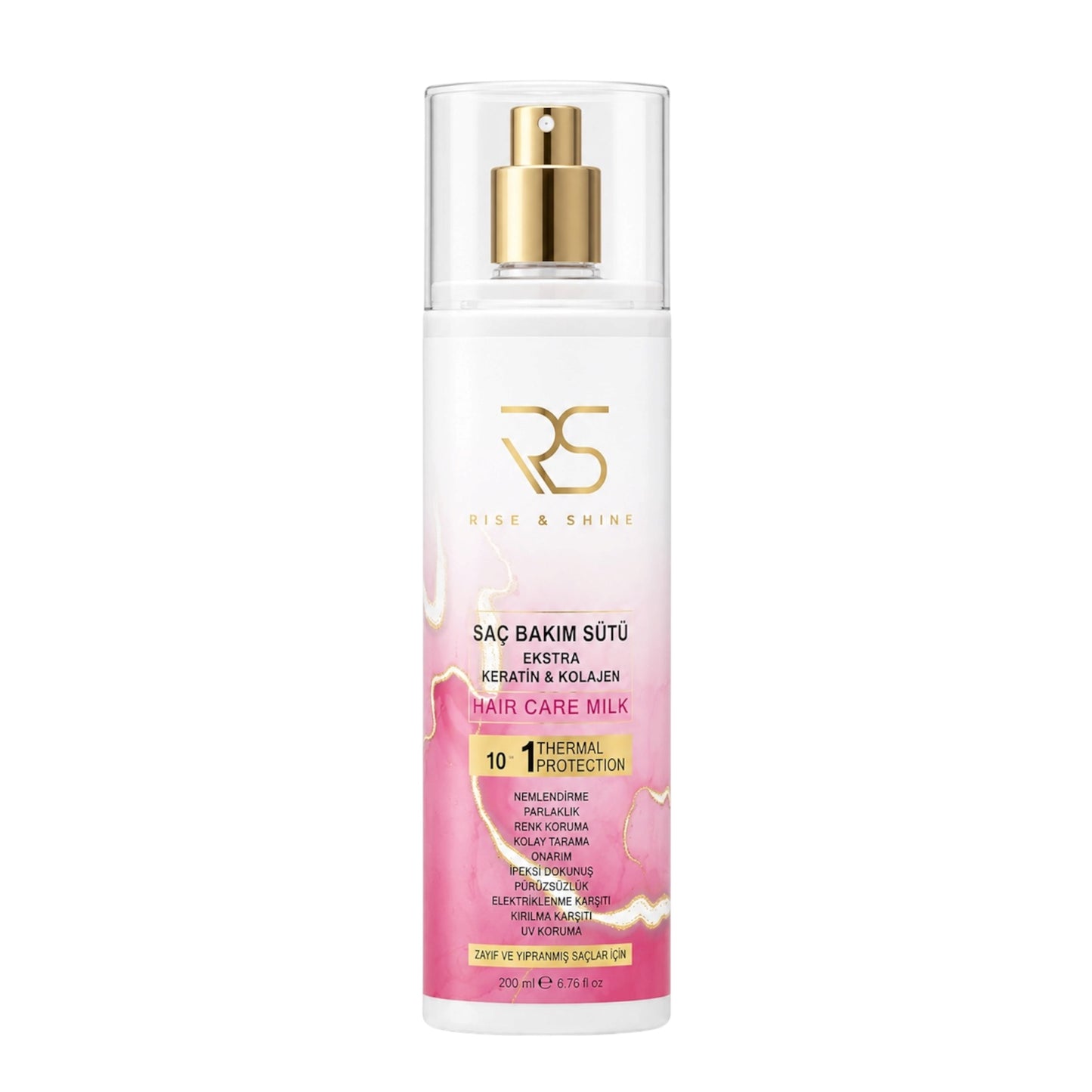 Rise & Shine Keratin & Collagen Hair Care Milk – Leave-In Conditioner – Hydraterend, Anti-Frizz & Hittebescherming – Voor Droog & Beschadigd Haar – 200 ml