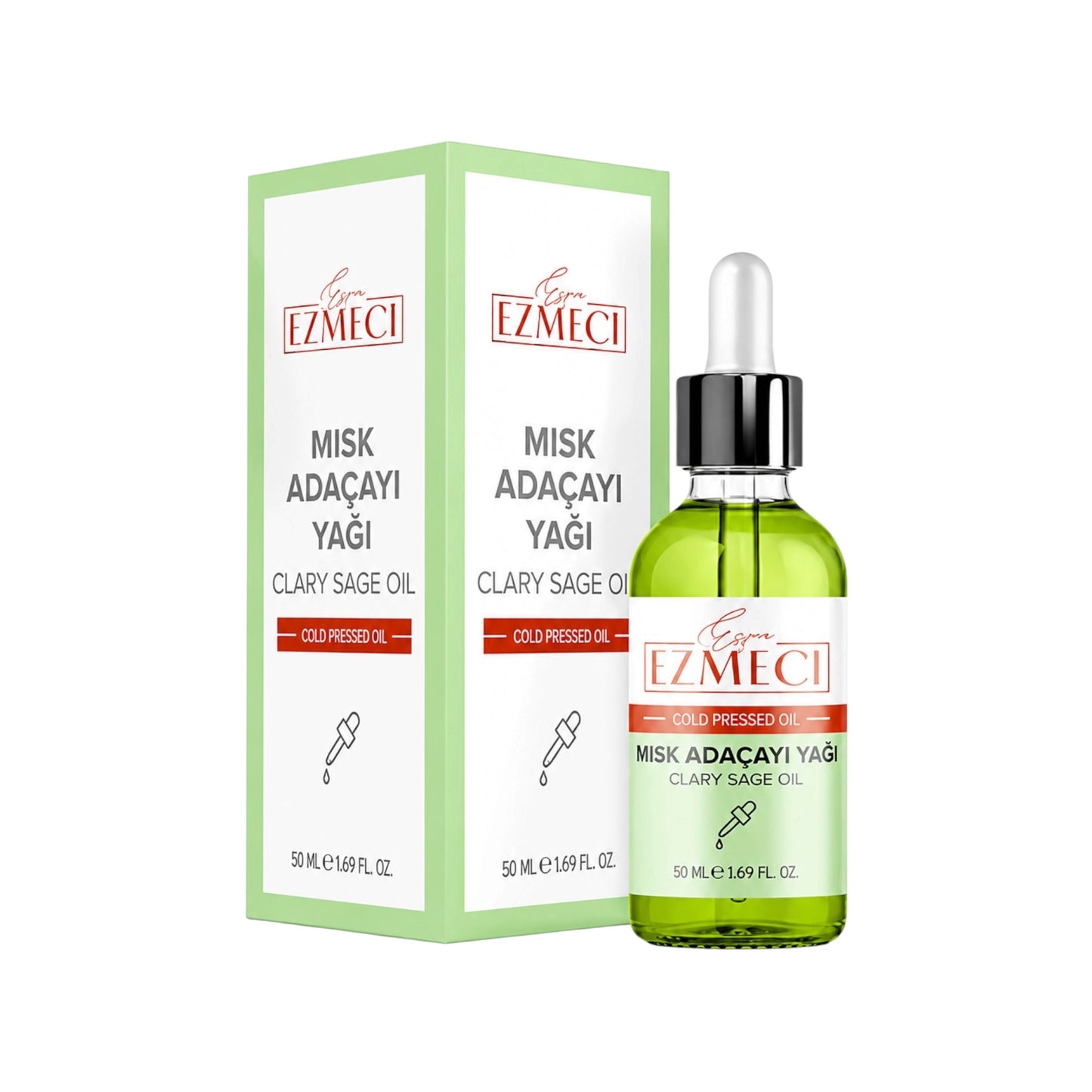 Esra Ezmeci 100% Natuurlijke Scharleiolie Koudgeperste Etherische Olie 50 ml