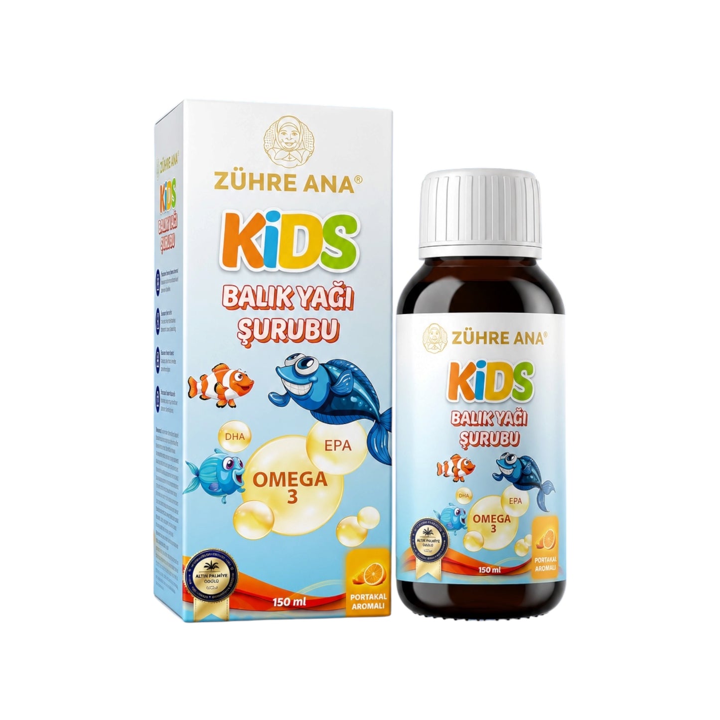 Zühre Ana Kids Balık Yağı Şurubu - Visolie Siroop Sinaasappel 150 ml | Omega 3 & Vitaminen