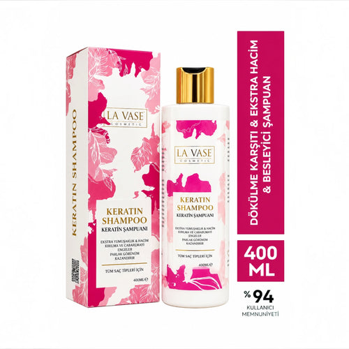 La Vase Keratin Shampoo – Verzorgende Keratine Shampoo met Biotine, Avocado- & Cacaoboter – 400 ml
