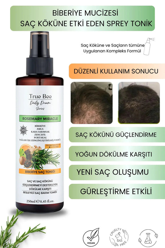 True Bee Rosemary Hair Tonic – Leave-In Haarverzorging – Hydratatie, Glans & Hoofdhuidverzorging – Voor Alle Haartypes – 250 ml