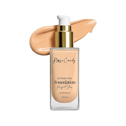 Rose Candy - 24 Hours Stay Foundation 50 ml – Natuurlijke Matte Finish – Hoge Dekking – Langhoudende Foundation – Light