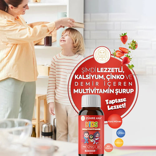 Zühre Ana Kids Multivitamin Çilekli Şurup 150 ml | Multivitamine Siroop | Aardbeiensmaak