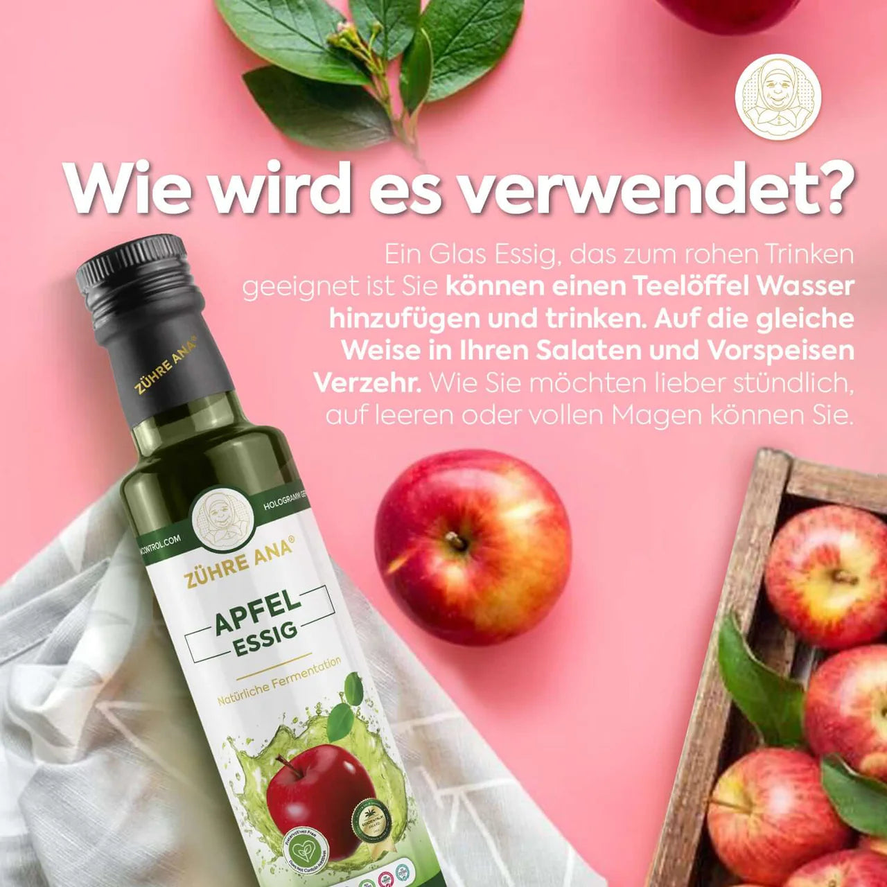 Zühre Ana® Appelciderazijn – 500 ml | Natuurlijk Gefermenteerd & Ongefilterd
