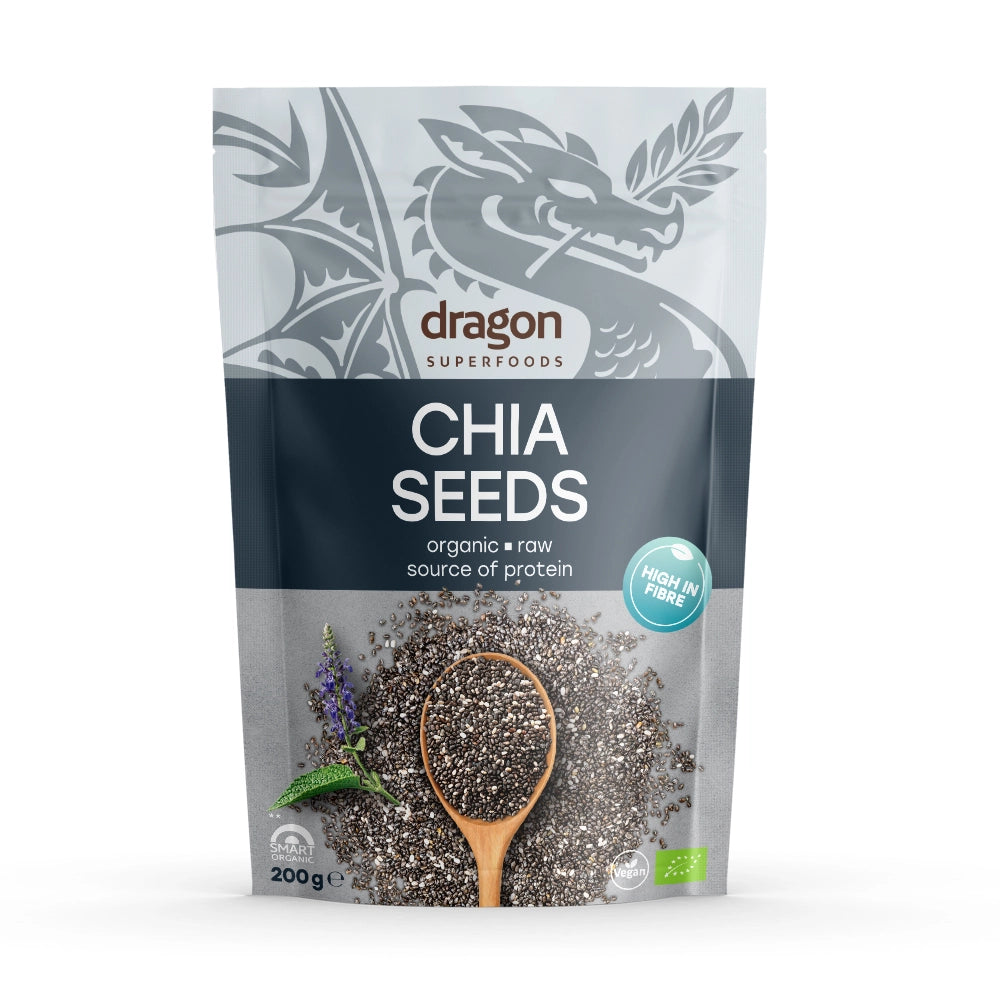 Dragon Superfoods Biologische Chia Seeds 200 g – Rauwe Chiazaad – Vezelrijk &amp; Plantaardige Eiwitbron
