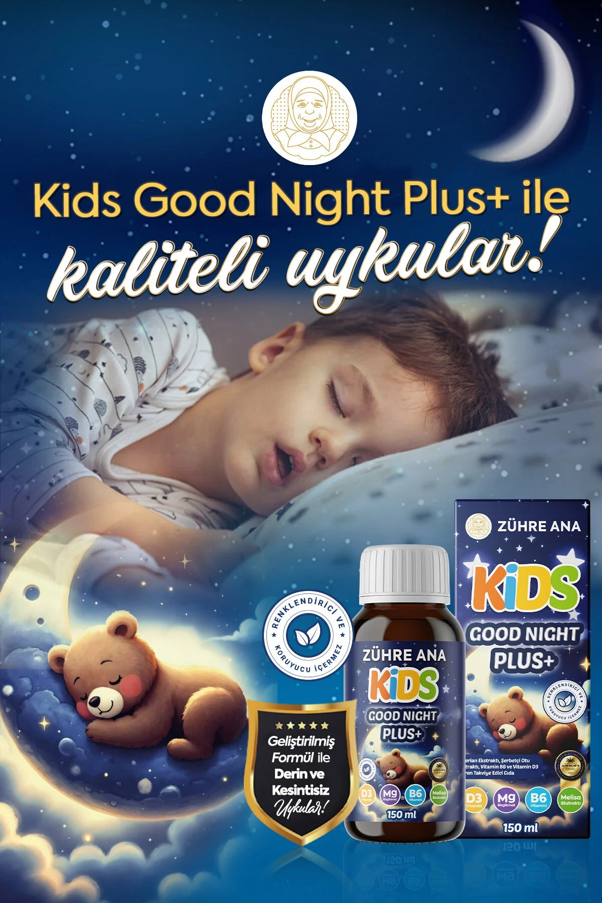 Zühre Ana Kids Good Night Plus Uyku Şurubu 150 ml | Voedingssupplement Aardbeiensmaak