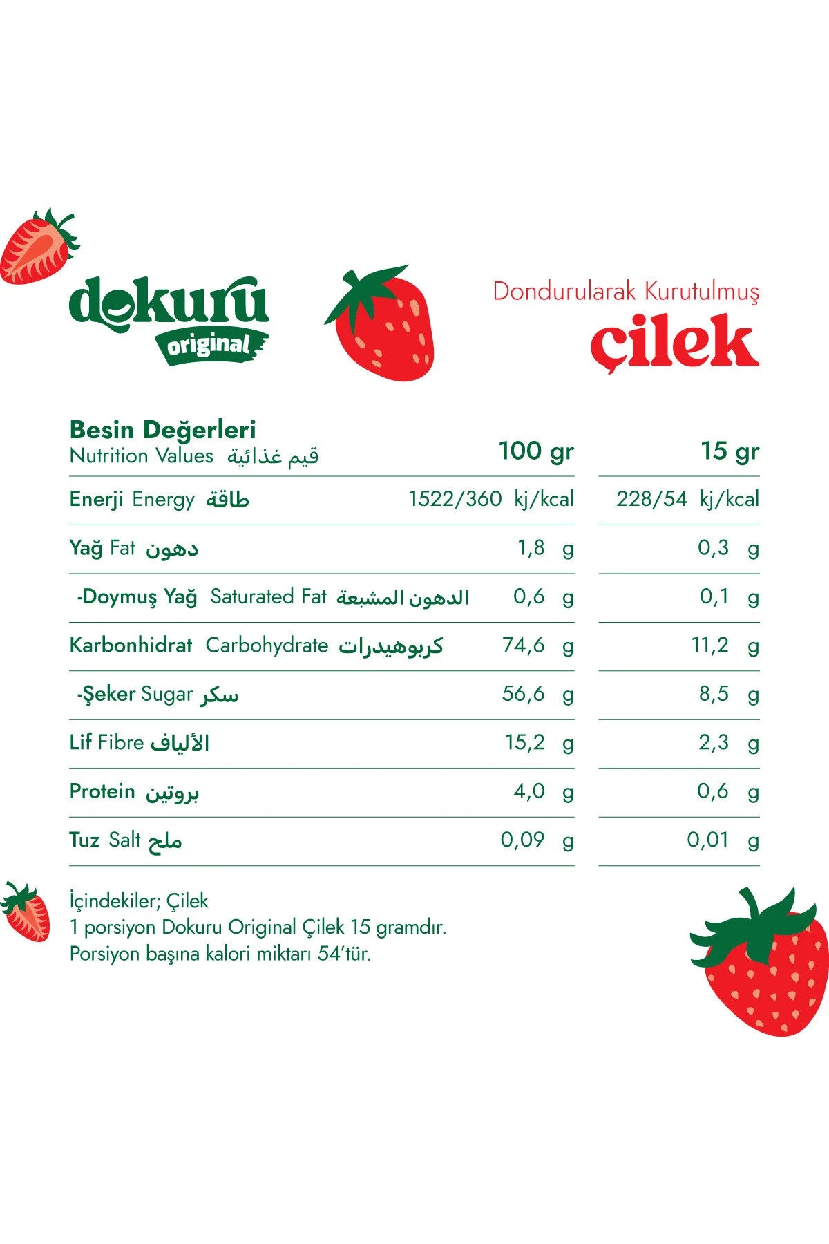 dokuru Gevriesdroogde Aardbei Fruit Chips 2-Pack – 2 x 15 g