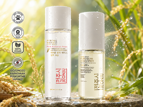 Jeonju Pirinc Mayası Gezichtsverzorgingsset – Rice Yeast Toner 200 ml & Paris Glow SPF 50+ Zonnespray 120 ml
