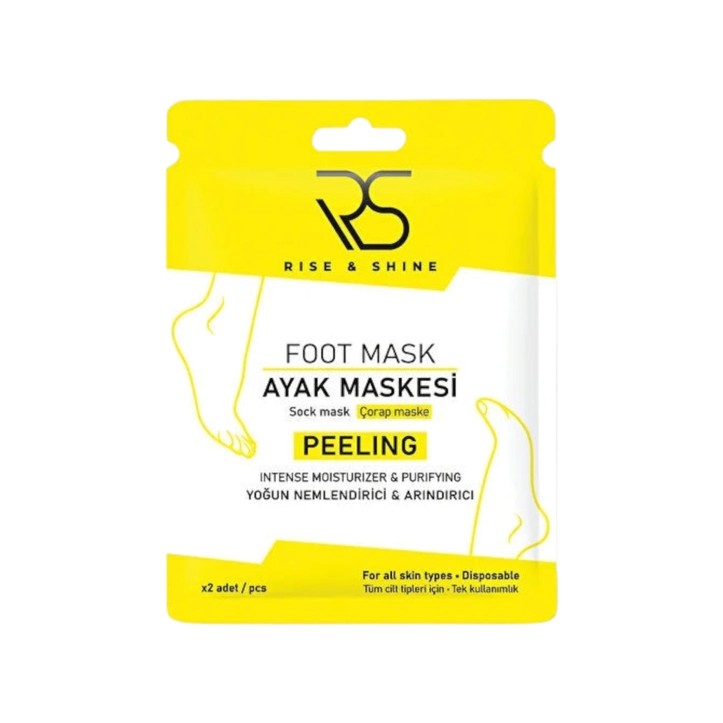Rise & Shine Peeling Foot Mask Socks – Exfoliërend Voetenmasker – Voor Zachte & Gladde Voeten – Hydraterend & Verzorgend – 1 Paar