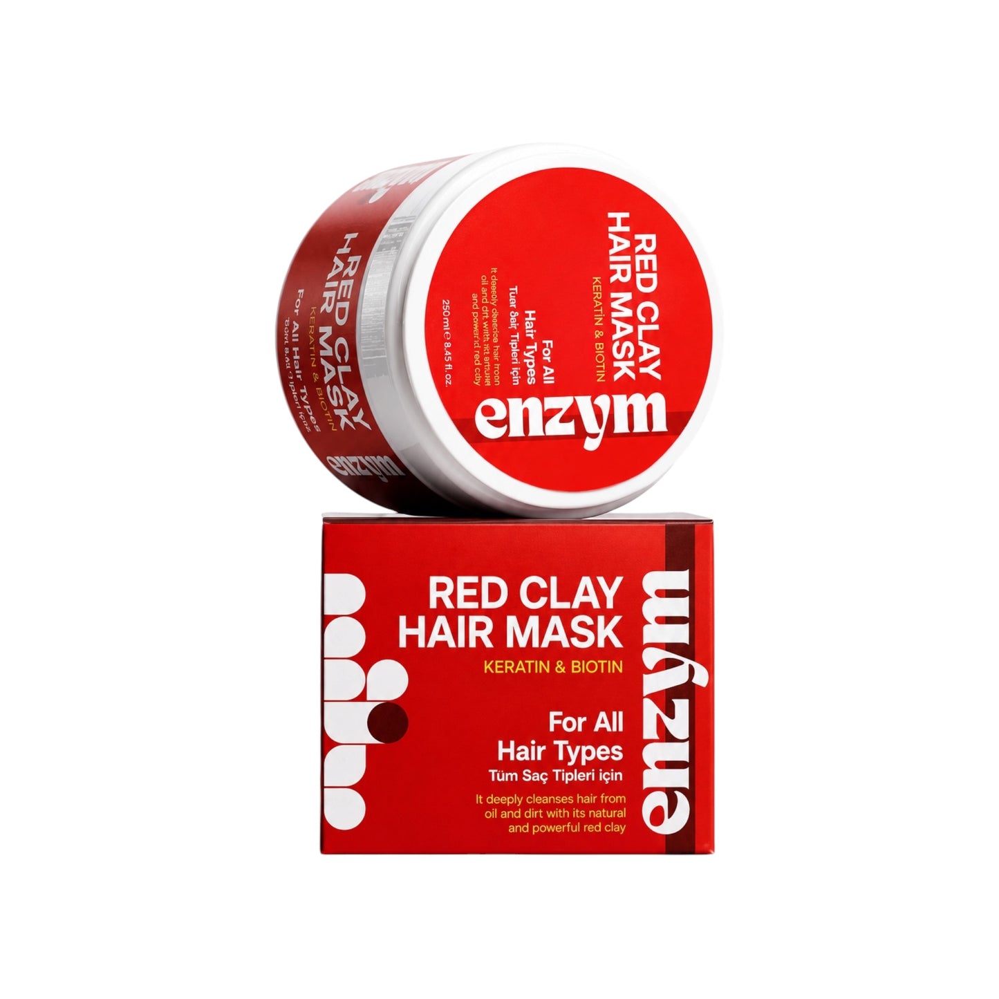 Enzym Cosmetics Red Clay Hair Mask 250 ml – Haarmasker met Rode Klei, Keratine & Biotine