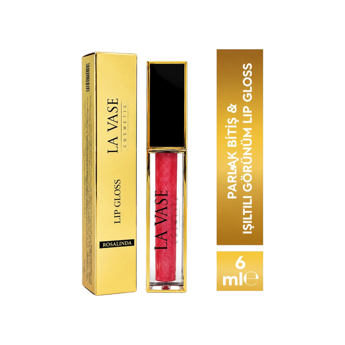 La Vase Lip Gloss Rosalinda - Glanzende Lipgloss - Roze Rood - Met Shimmer - Verzorgende Glans - 6 ml