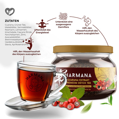 Harmana Guarana Thee – Kruidenthee met Groene Thee & Guarana – Abrikozensmaak – 150 g