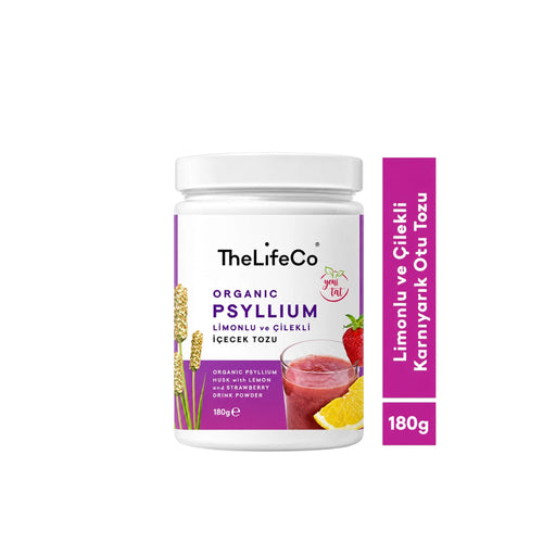 TheLifeCo Organic Psyllium Citroen & Aardbei Drankpoeder – 180 g