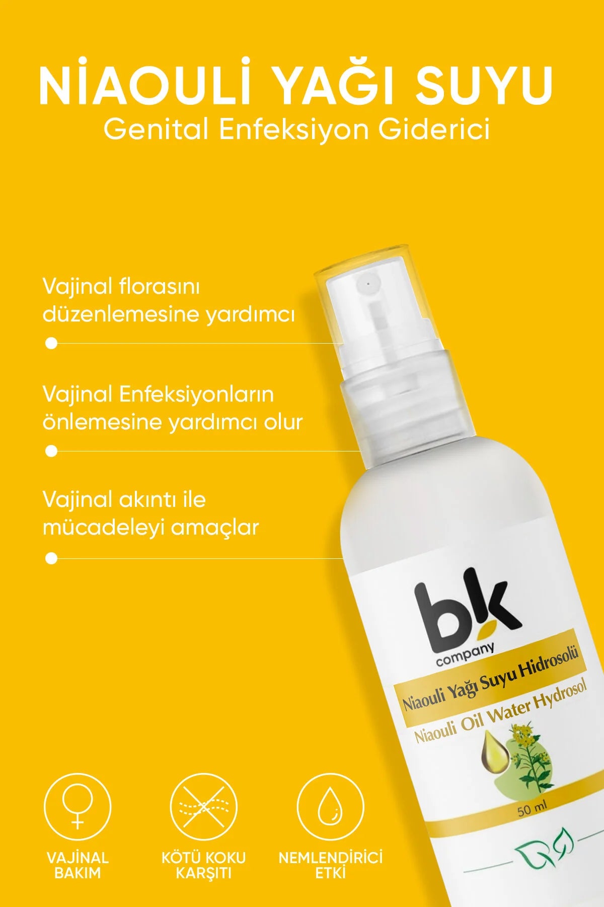 BK Company Niaouli Water Hydrosol – Natuurlijke Intieme Verzorgingsspray – Frisheid & Comfort – Voor Dagelijks Gebruik – 50 ml