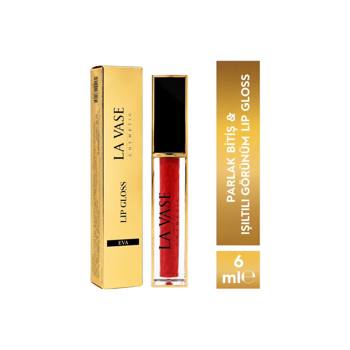 La Vase Lip Gloss Eva - Rode Lipgloss - Glanzende Finish - Met Shimmer - Verzorgende Glans - 6 ml