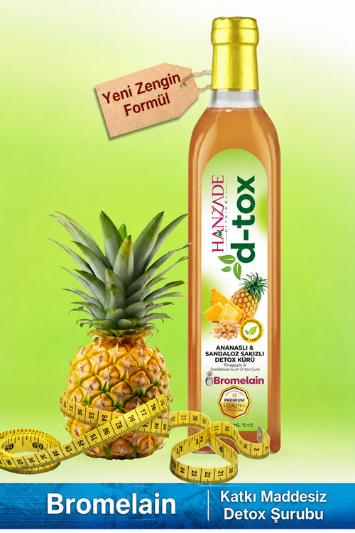 Hanzade Bitkisel D-tox Siroop met Ananas & Bromelaïne – Vegan Fruit- en Kruidenmix 475 ml