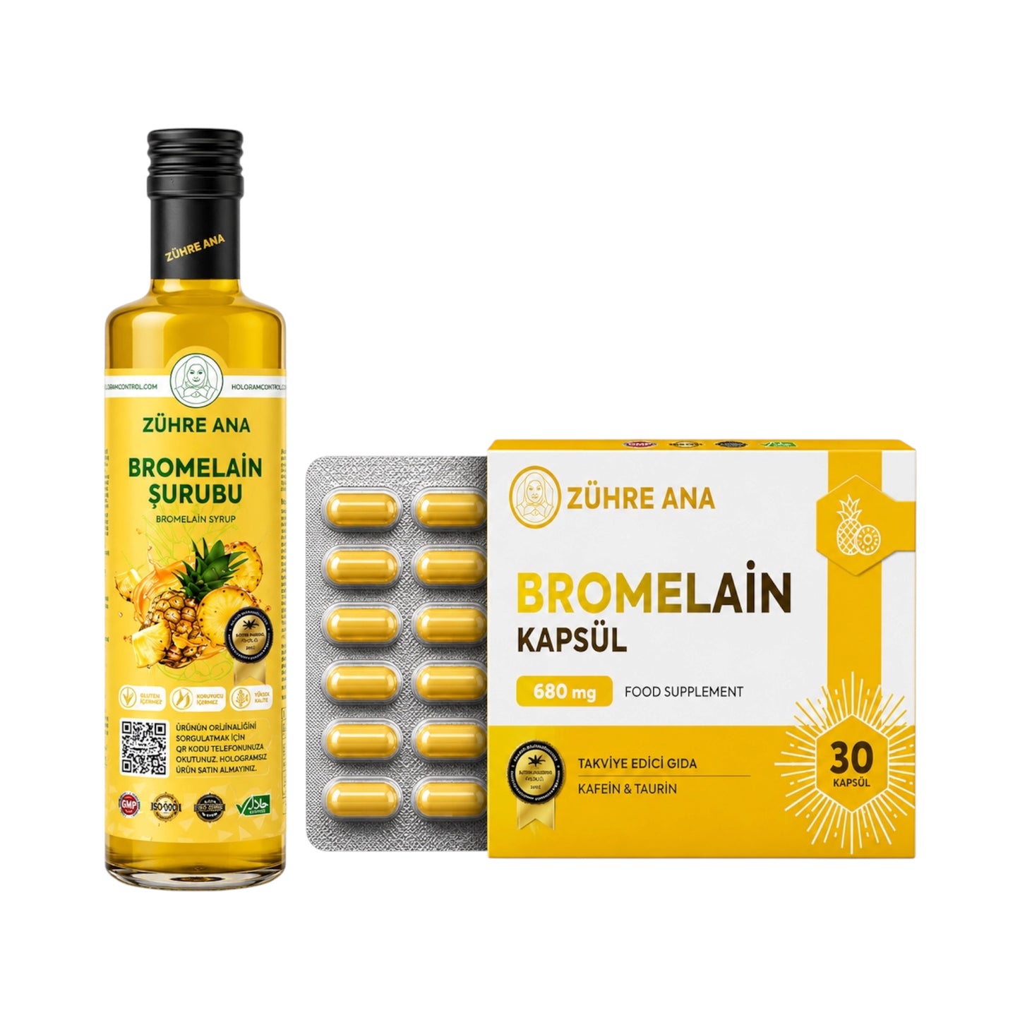 Zühre Ana Bromelaïne Voordeelpakket – Bromelaïne Siroop 150 ml + Bromelaïne Capsules 680 mg