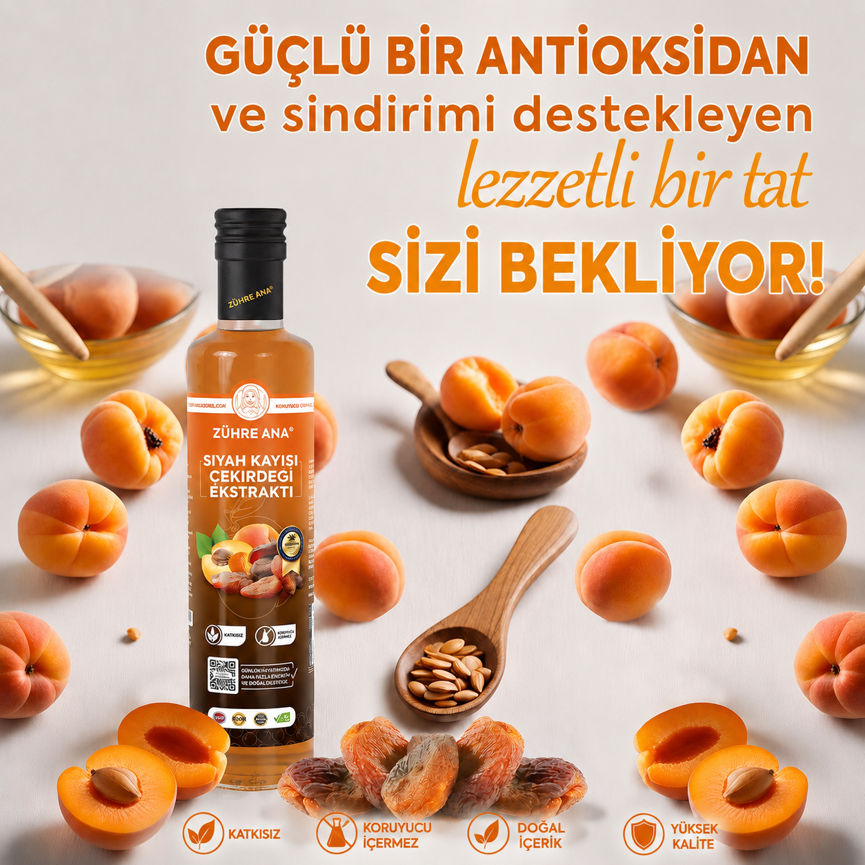 Zühre Ana Zwarte Abrikozenextract 340 g – Geconcentreerd Abrikozenextract – Natuurlijke Abrikozensiroop – Vegan