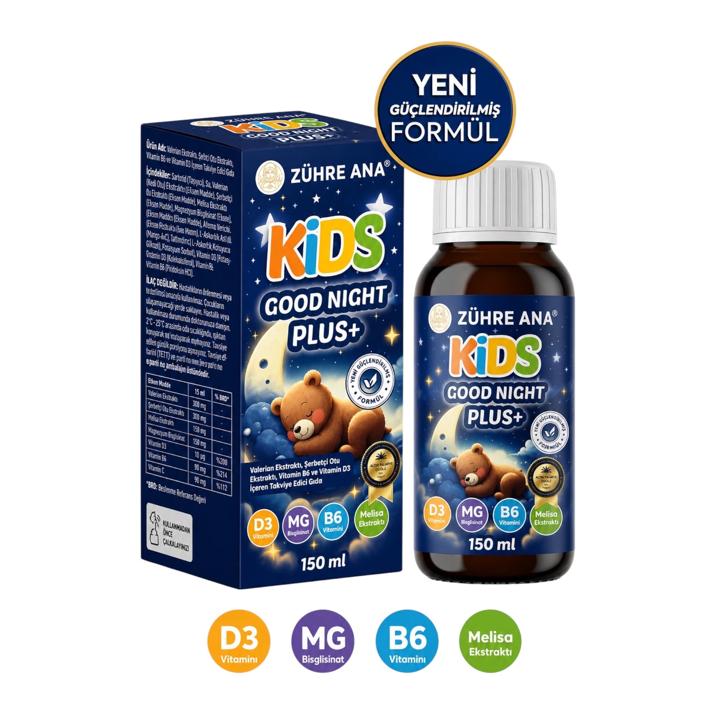 Zühre Ana Kids Good Night Plus Uyku Şurubu 150 ml | Voedingssupplement Aardbeiensmaak
