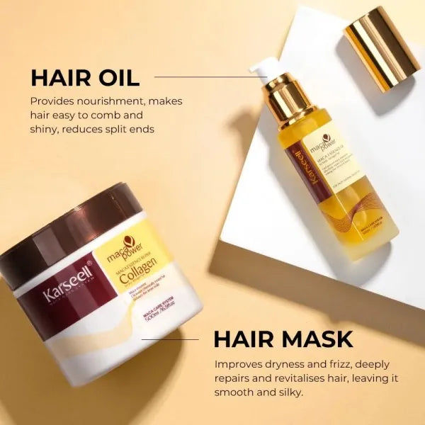 Karseell Maca Collageen Haarmasker + Haarolie – Gift Set 500ml + 50ml