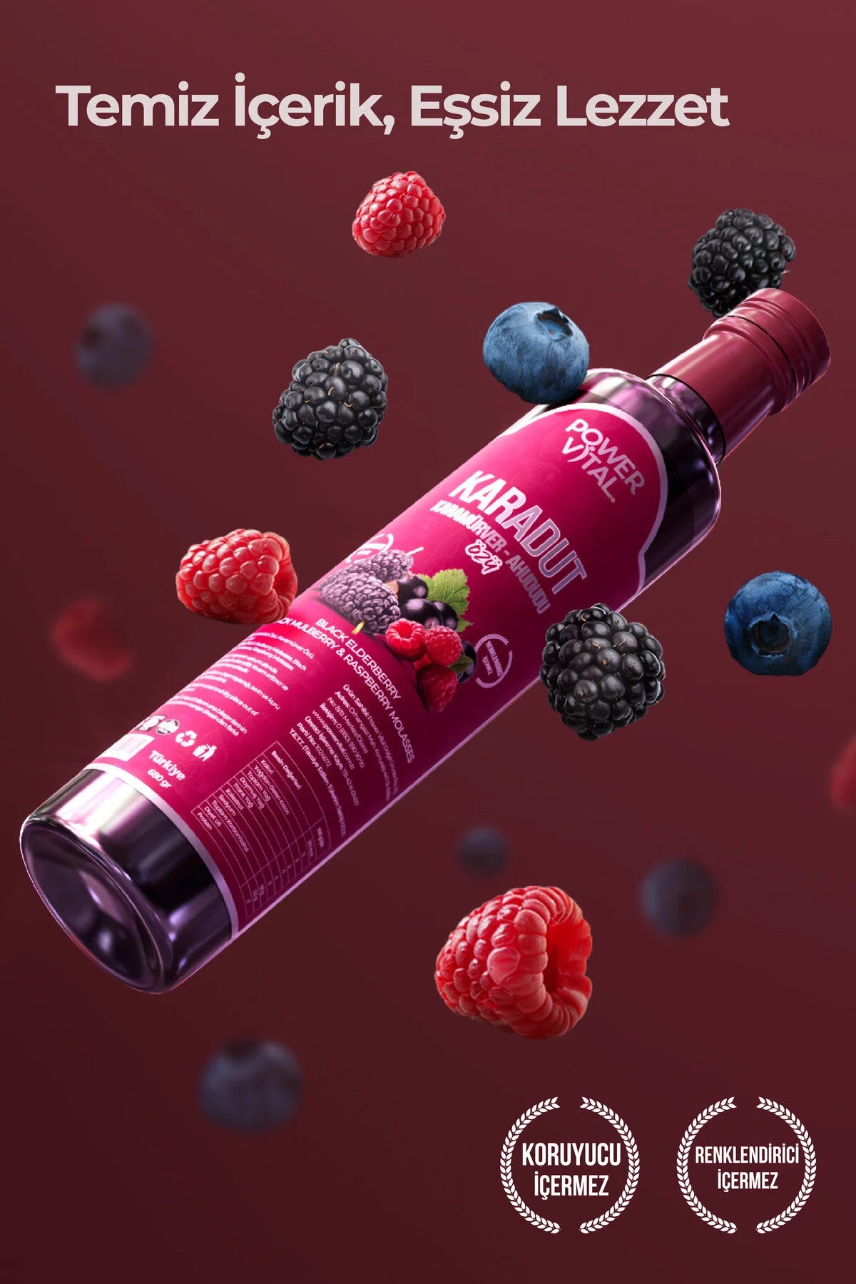Power Vital Karadut Özü 680 g – Zwarte Moerbei, Vlierbes & Frambozensiroop