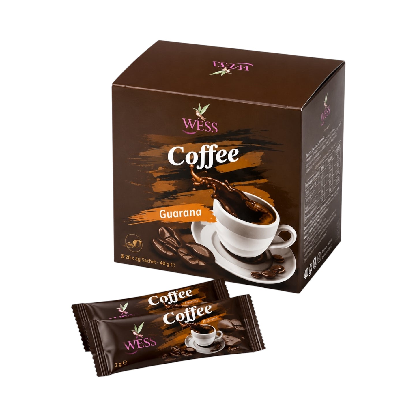 Wess Guarana Coffee 20 Sachets – Oploskoffie met Guarana & Mate Extract