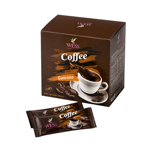 Wess Guarana Coffee 20 Sachets – Oploskoffie met Guarana & Mate Extract