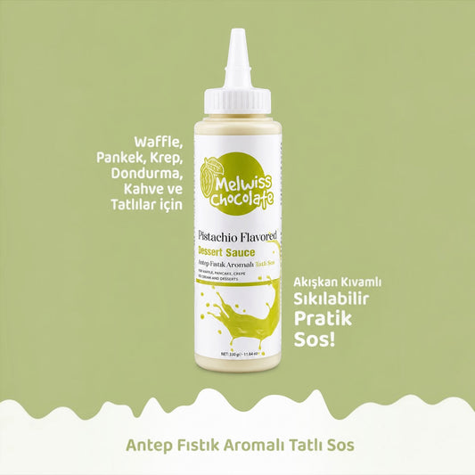 Melwiss Chocolate Pistache Dessertsaus – Antep Fıstık Aromalı Tatlı Sos 330 g