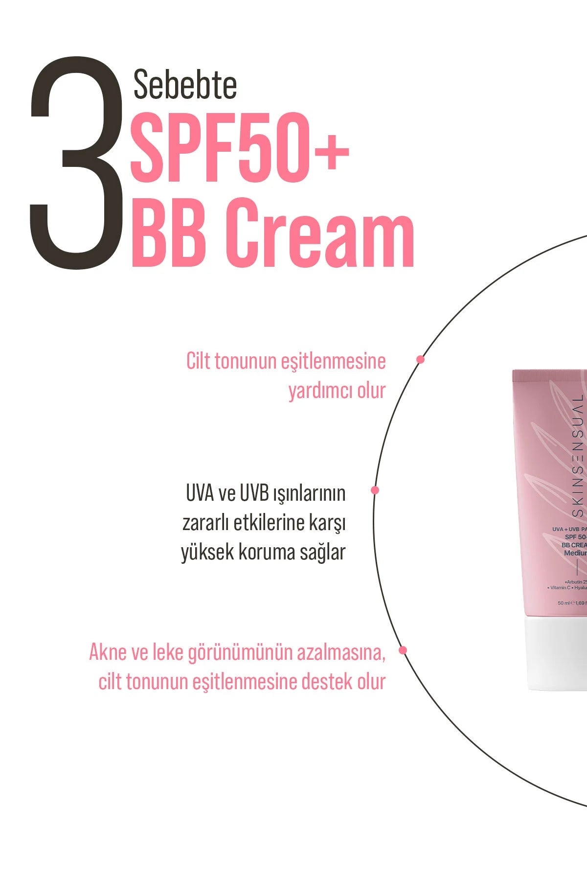Sensual BB Cream Medium – SPF 50 – Hydraterende & Egaliserende Dagcrème – Natuurlijke Dekking & Zonbescherming – 50 ml
