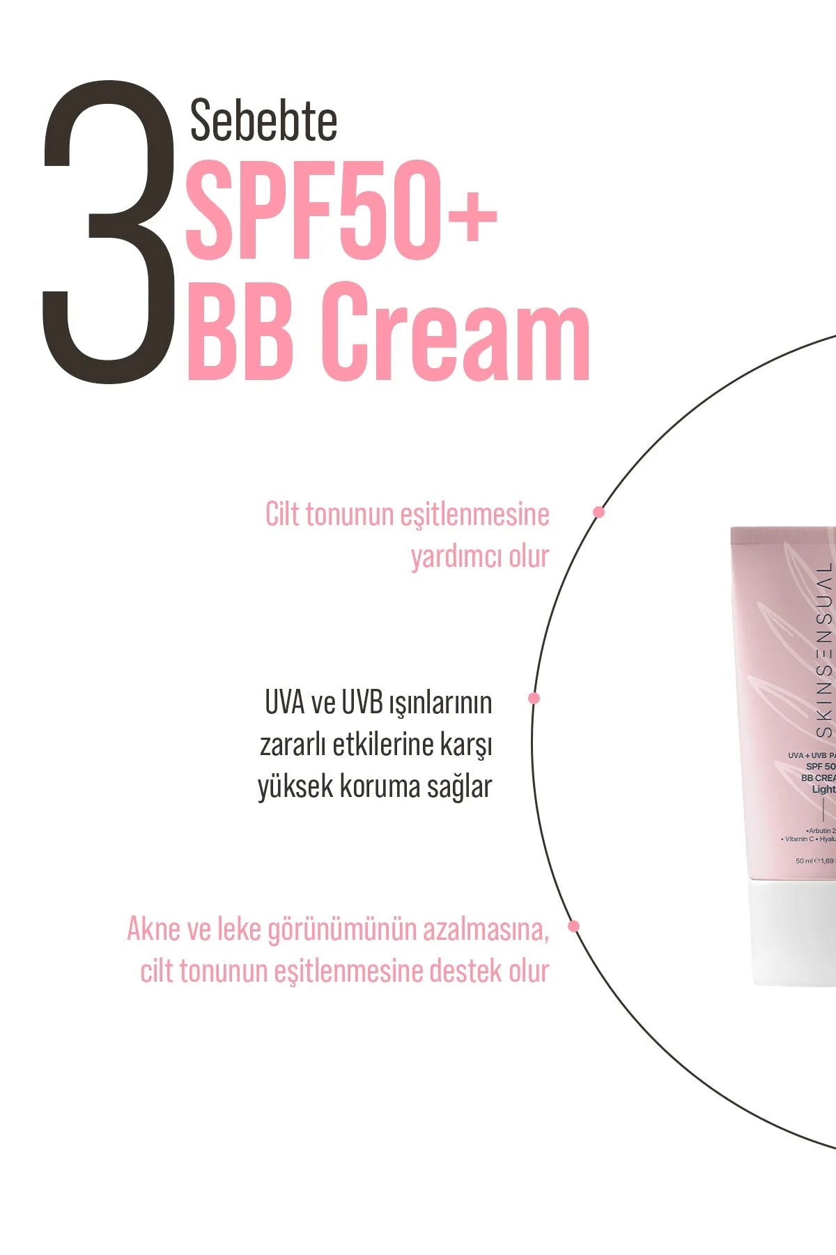 Skin Sensual BB Cream Light – SPF 50 UVA/UVB – Hydraterende & Egaliserende Gezichtscrème – Lichte Dekking – 50 ml