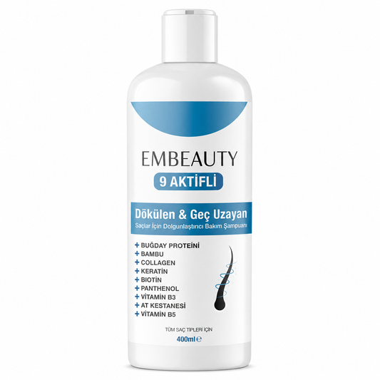 Embeauty - Shampoo Collagen Anti-Haaruitval & stimuleert haargroei Sterke Formule 400ML Shampoo Collagen Keratin Bambu Whey Protein Chestnut Panthenol Biotin Vitamin B5 Vitamin B3