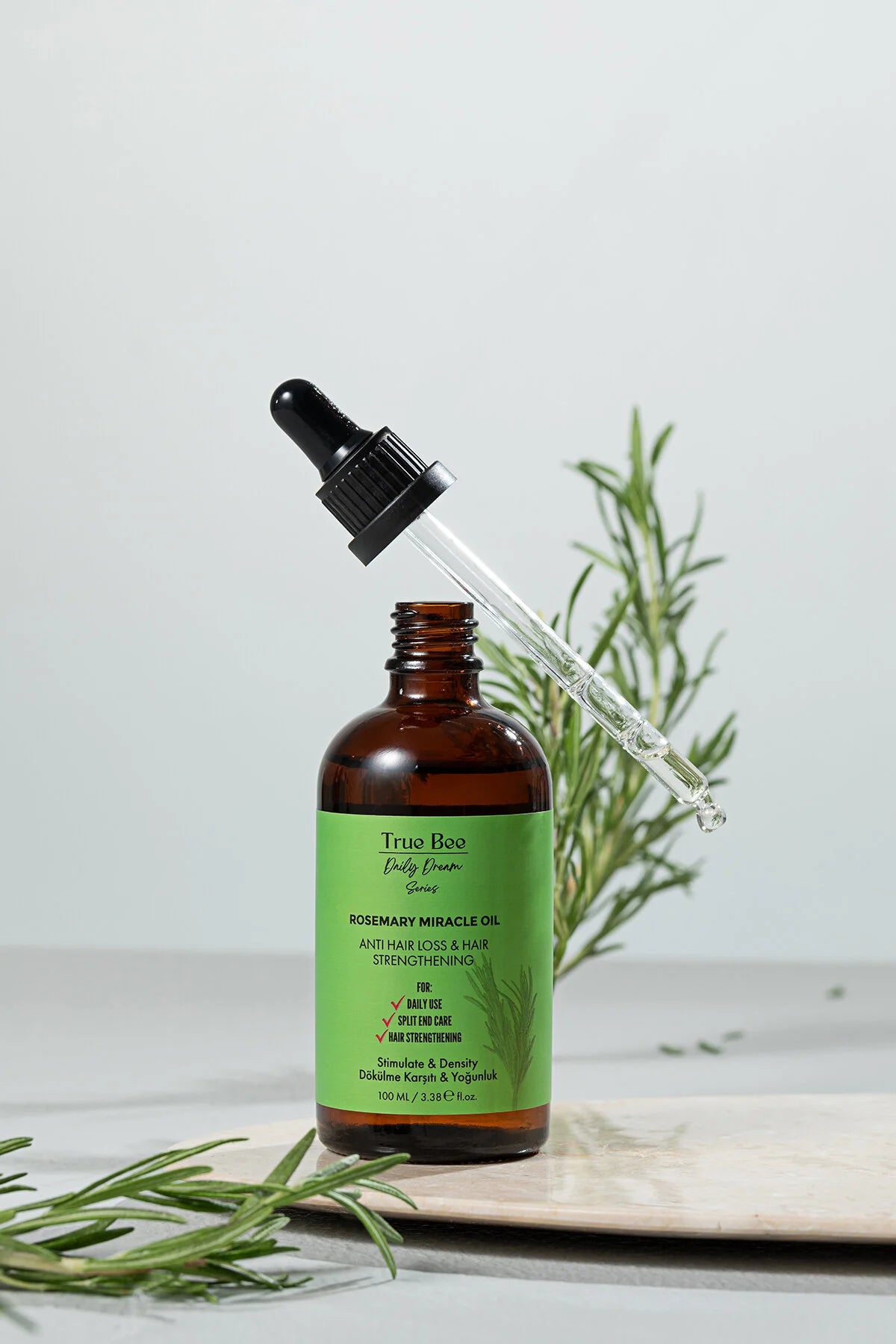 True Bee Rosemary Hair Oil Serum – Leave-In Haarverzorging – Hydratatie, Glans & Anti-Frizz – Voor Alle Haartypes – 100 ml