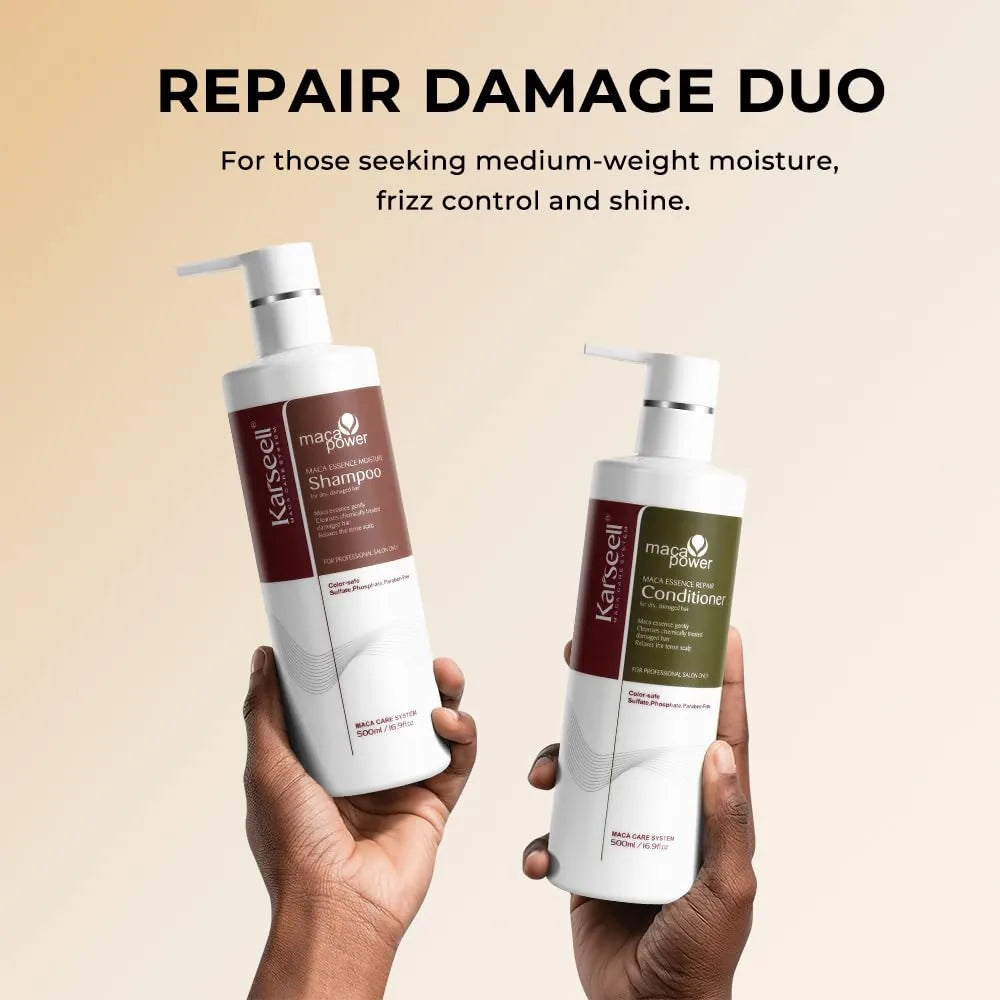Karseell Maca Power Shampoo & Conditioner Set – Hydraterende Haarverzorging – Anti-Frizz, Glans & Zachtheid – Voor Droog & Beschadigd Haar – 2x 500 ml