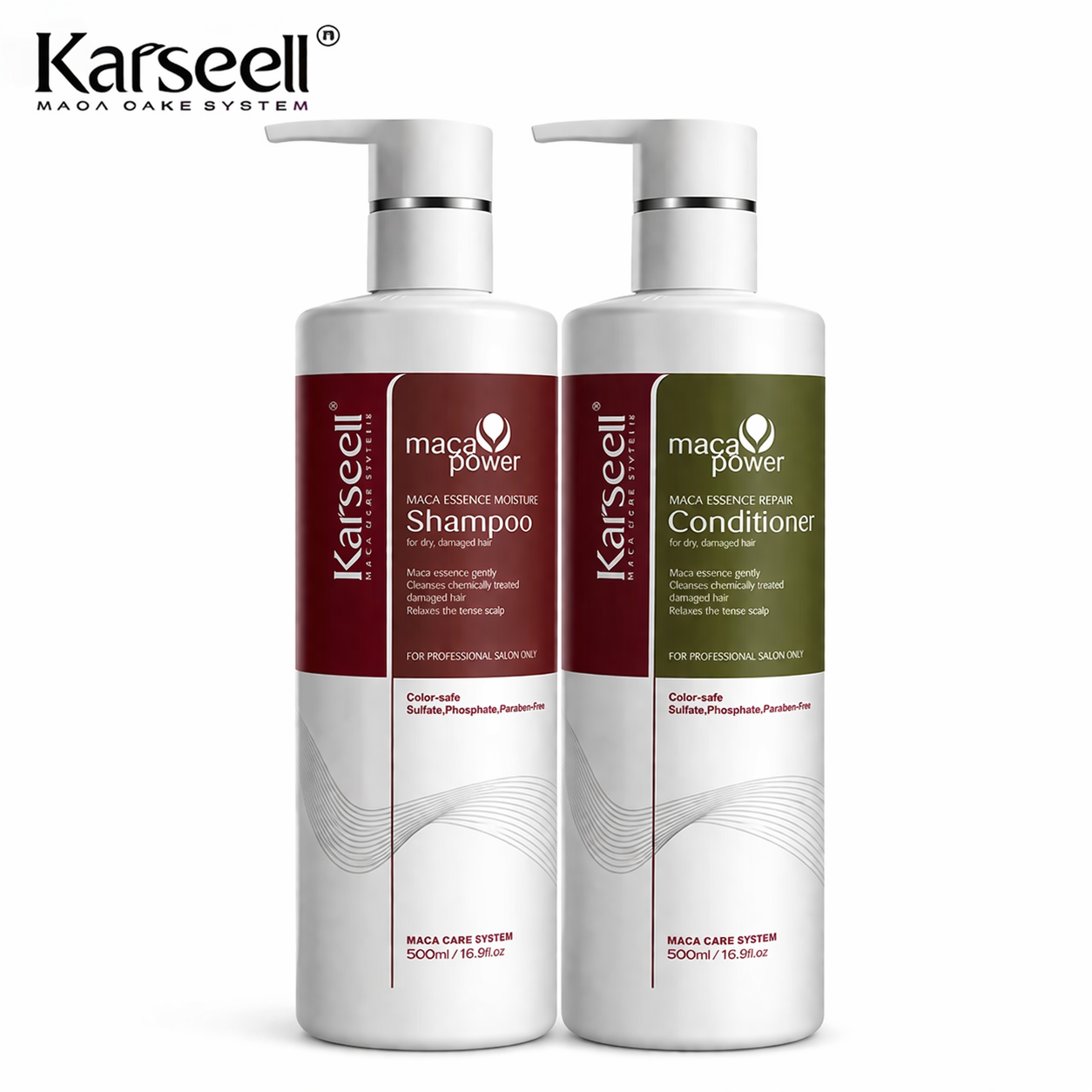 Karseell Maca Power Shampoo & Conditioner Set – Hydraterende Haarverzorging – Anti-Frizz, Glans & Zachtheid – Voor Droog & Beschadigd Haar – 2x 500 ml