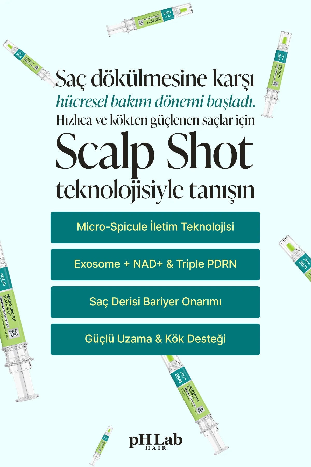 pH Lab Hair 88/4 Micro Spicule Scalp Shot – Exosome, NAD+ 6000 PPM & Triple PDRN Hoofdhuidverzorging