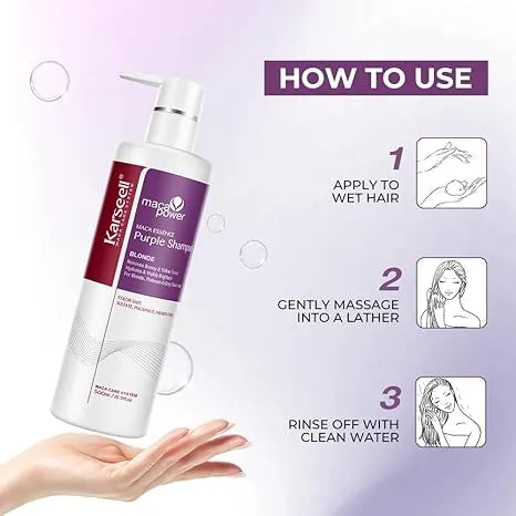 Karseell Purple Shampoo – Anti-Geel Effect Shampoo – Voor Blond, Grijs & Geblondeerd Haar – Hydraterend & Glans – 500 ml