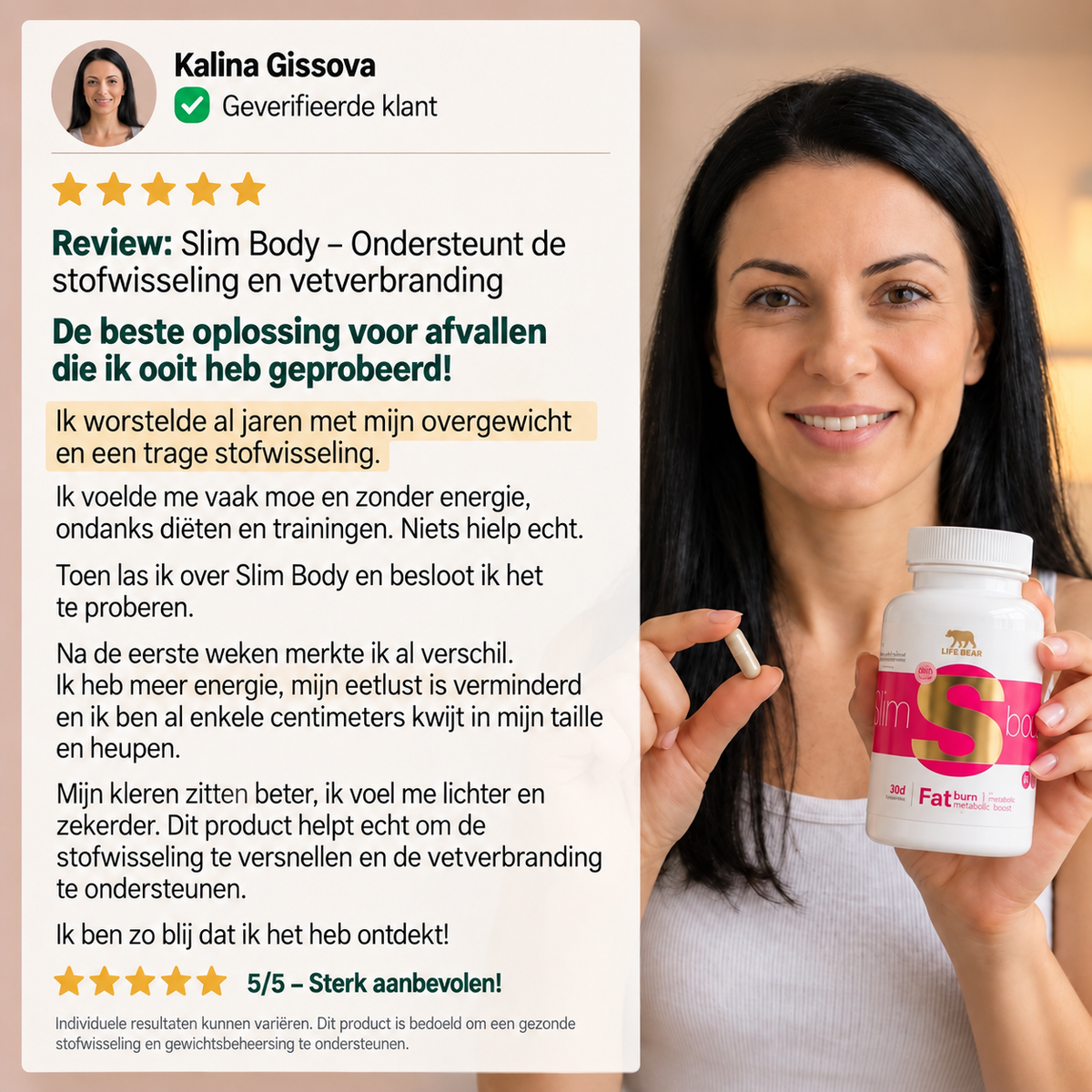 The Green Bear Slim Body – L-Carnitine, Groene Thee, Guarana & Chroom – 60 Capsules – 30 Dagen