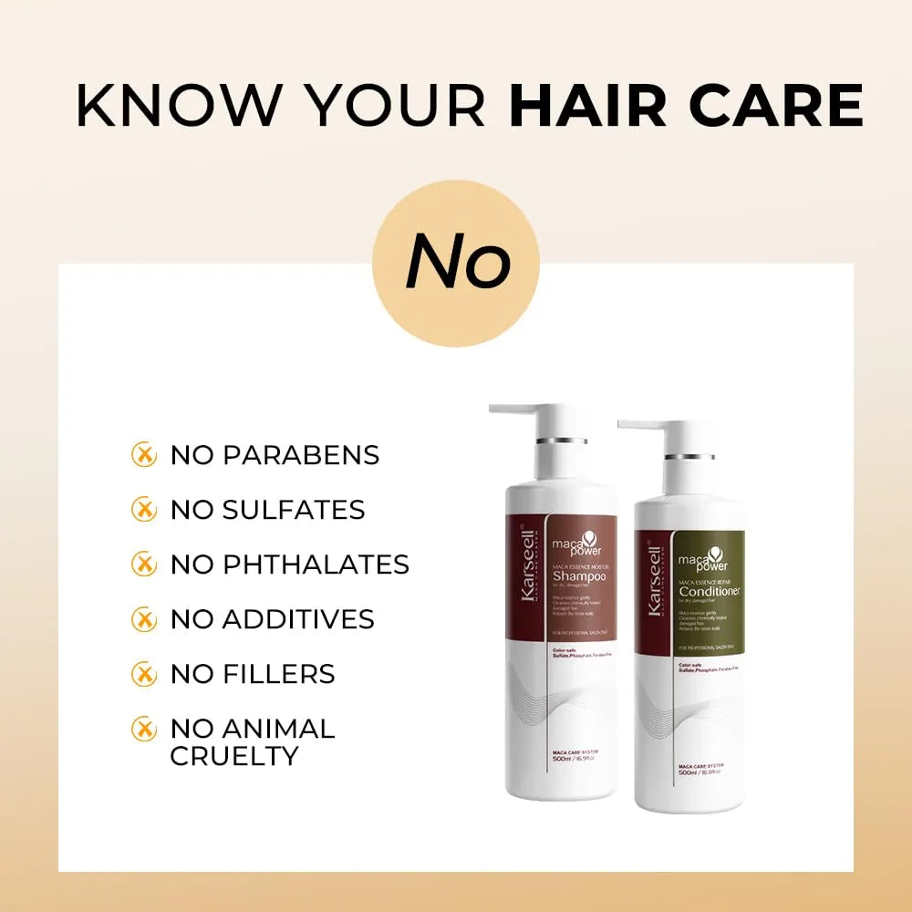 Karseell Maca Power Shampoo & Conditioner Set – Hydraterende Haarverzorging – Anti-Frizz, Glans & Zachtheid – Voor Droog & Beschadigd Haar – 2x 500 ml